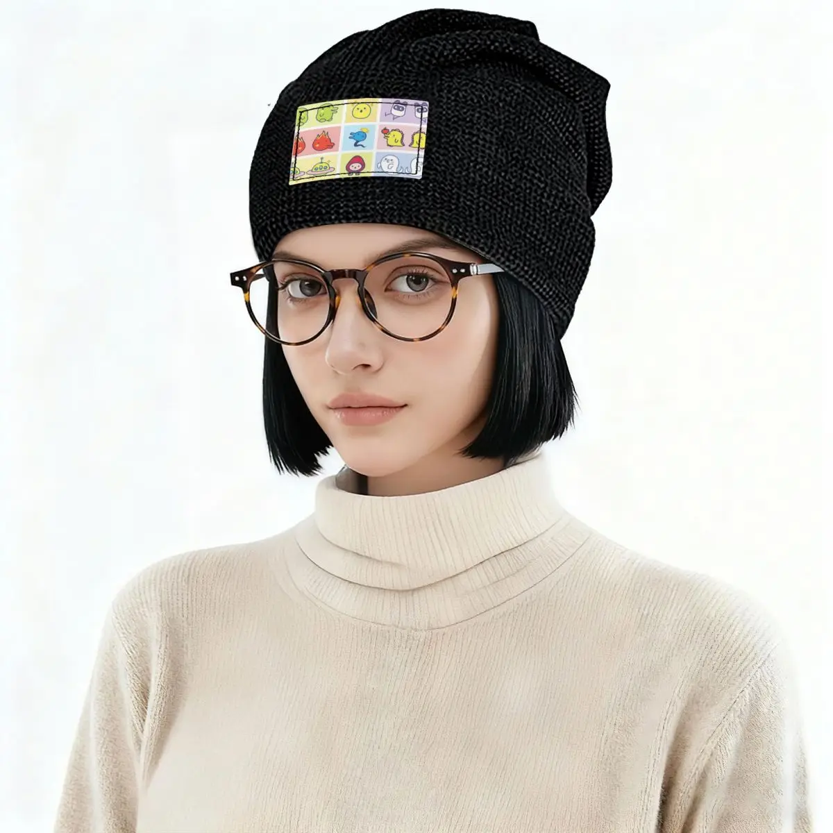 Tamagotchi Character Collage Warm Fleece-Lined Cap Hip Hop Bonnet Hat Autumn Winter Outdoor Beanies Hats for Unisex Adult