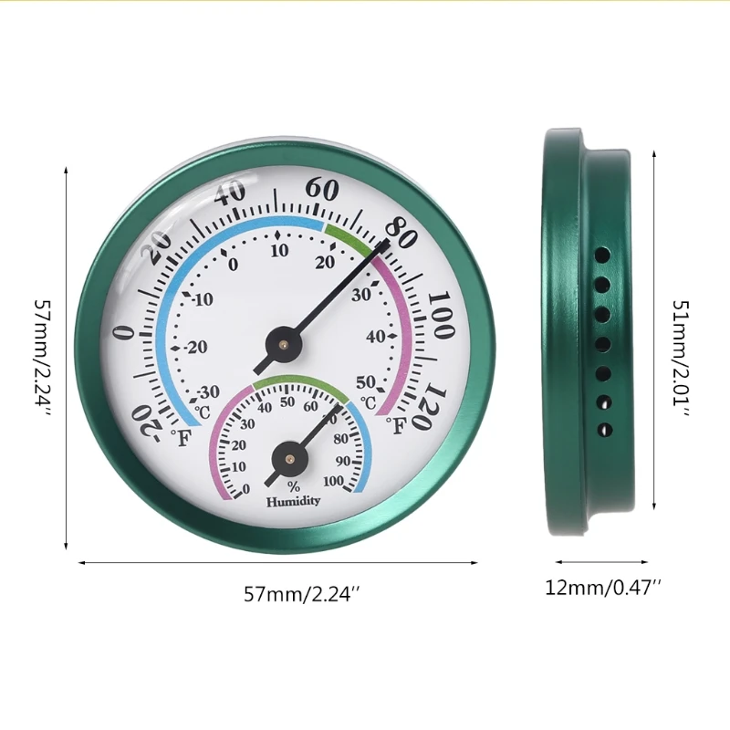 Round 2" in Diameter Thermometer 1 Pack Wireless Weather Hygrometer Car Table No Required Green Humidity Dropshipping