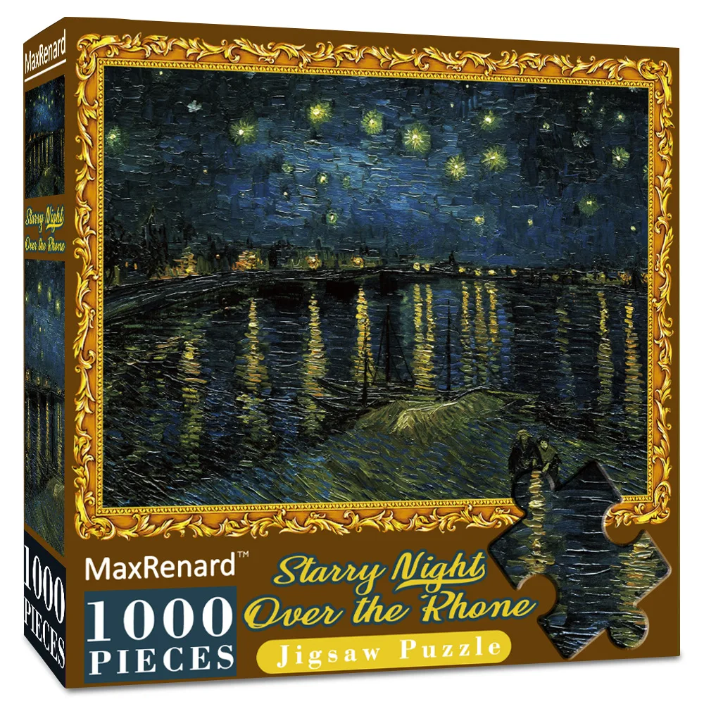 

Paper Puzzle 1000 Pieces Oil Painting Puzzle Van Gogh Starry Night Over The Rhone for Chriatmas Gift Toy Difficult Puzzles P420