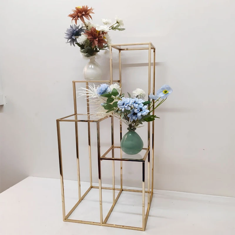 

39 Inches Flower Vase Gold Column Stand Metal Road Lead Wedding Table Centerpiece Rack For Event Party Decoration 10 PCS/ LOT