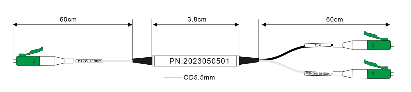 LC APC connector 1550nm 0.9mm Loose Tube Optical Fiber FWDM Module