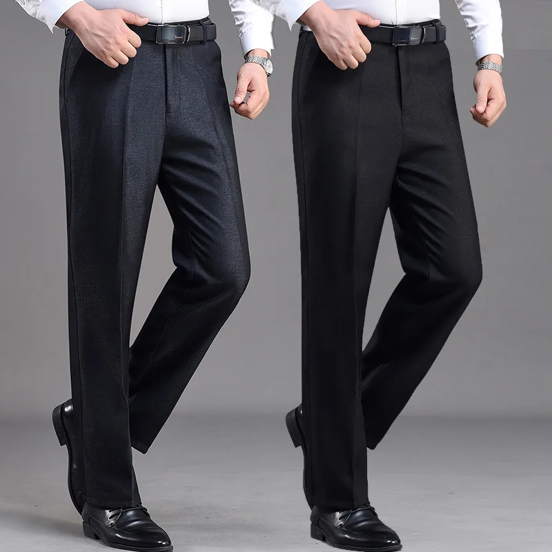 2024 Men's Spring and Summer Thin Casual Suit Pants Loose Straight Business Casual High Waist Suit Pants