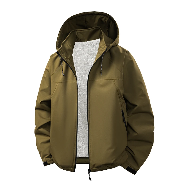 

Мужская куртка с капюшоном, модная, из полиэфирного волокна, с длинными рукавами, свободного кроя, осенне-зимняя верхняя одежда для мужчин среднего и молодого возраста