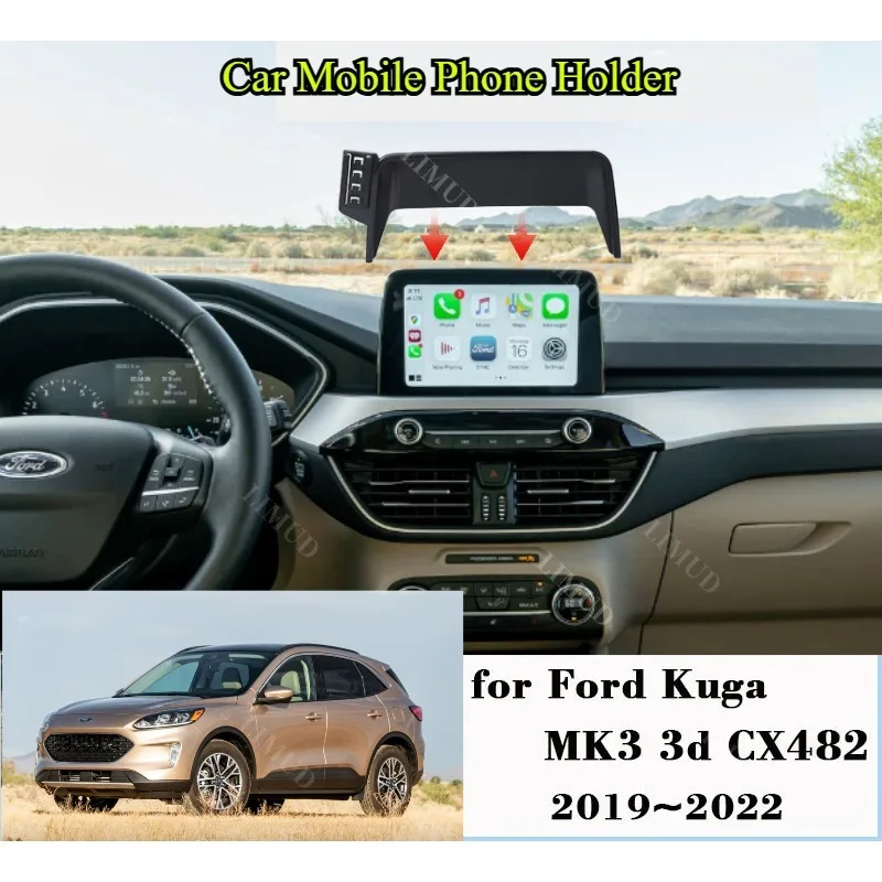 

8” Screen Car Mobile Phone Holder For Ford Kuga MK3 3d ST-Line 2019~2022 GPS Bracket Gravity Mount Support Auto Stand Accessorie