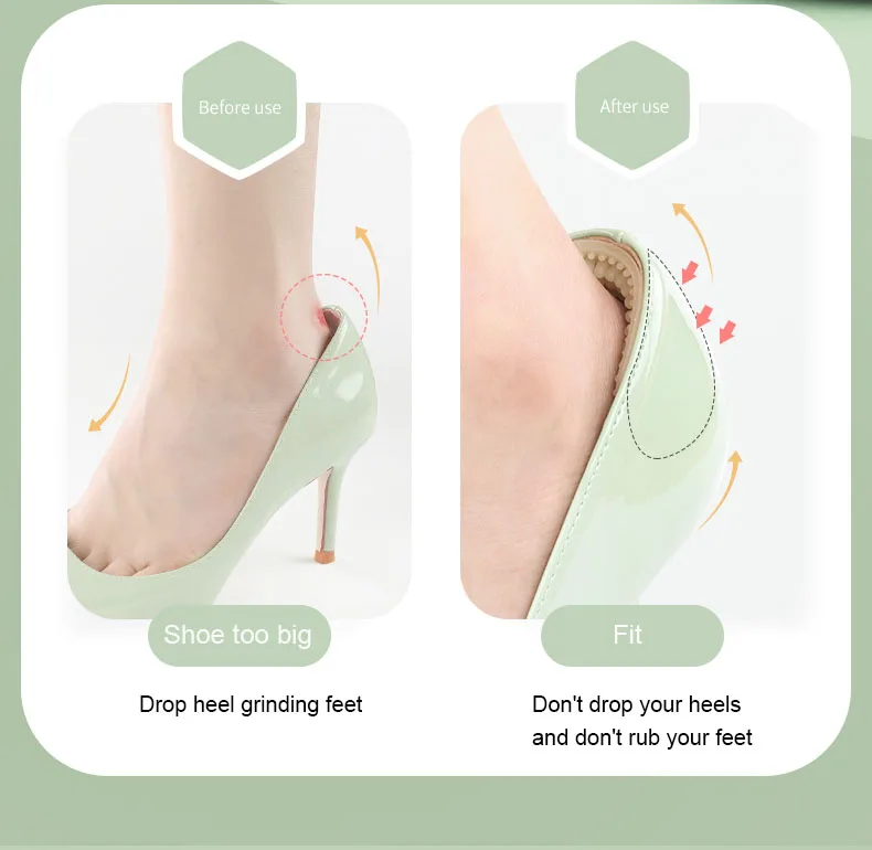 Fersenkissen, Fersenschutz für Schuhe, rutschfeste Fersenkissen, rutschfeste Ferseneinlagen, Silikon-Fersenschutz, Fußpflege für Damen und Herren. – Detail 8