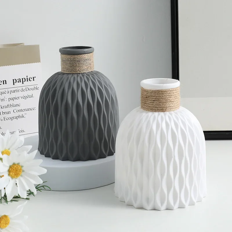 Nordic Style Plastic Pineapple Vase Water Ripple Vase Rope Plastic Pineapple Vase DIY Flower Pots for Flower Arrangement Flower