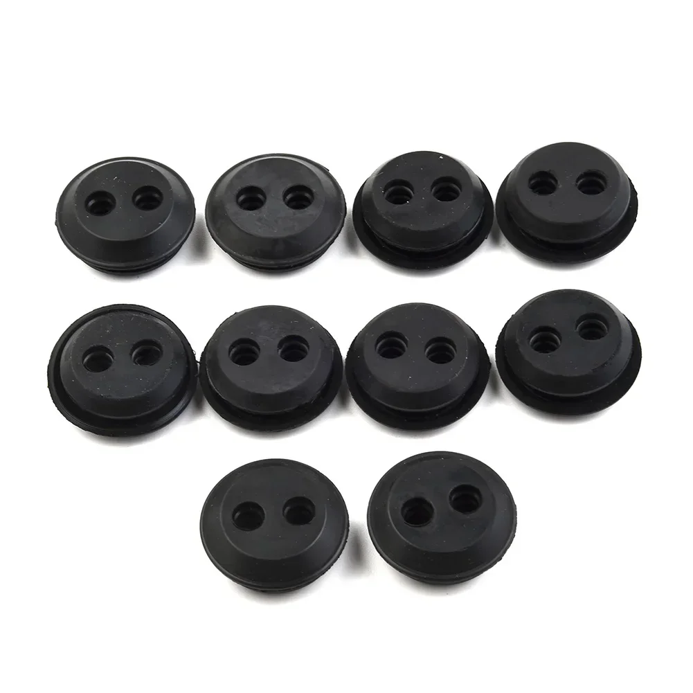 10pcs Black Rubber Backing Ring 2 Hole Fuel Tank Grommet Replacement For Stihl Honda Trimmer Lawn Mower Accessories Backing Ring