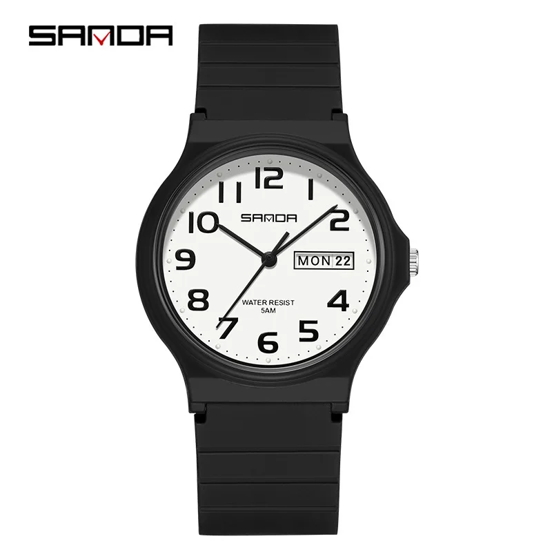 SANDA 9072 ساعة يد رياضية خارجية مقاومة للأزياء للأولاد والبنات أفضل هدية ساعة كوارتز للطلاب خفيفة بسيطة