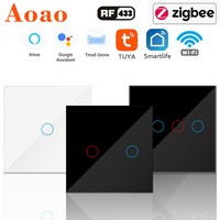 Zigbee Tuya WIFI Smart Switch 220v smart life Live / Neutral Wire Work With Alexa Google Home 110V EU 1/2/3 Gang Touch Switch