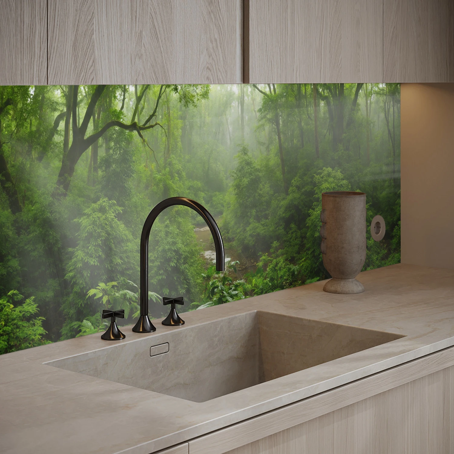 

One roll of self-adhesive wall stickers for decorating kitchen backsplashes; oil-proof and waterproof.