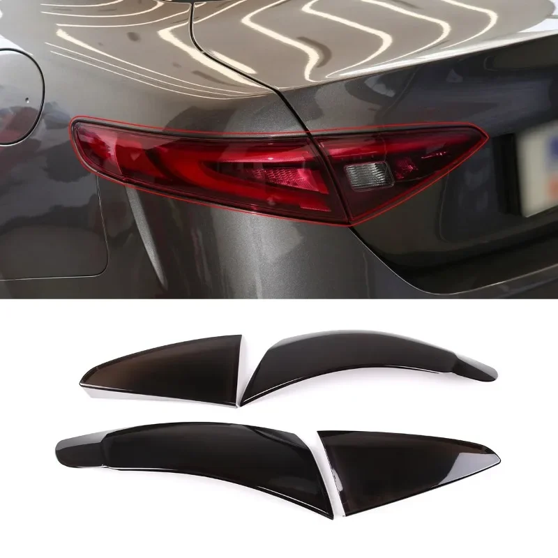 

For Alfa Romeo Giulia 2017-22 Blackened Car Rear Lamp Shade Brake Indicator Light Reversing Tail Lamp Cover Trim Car Accessories