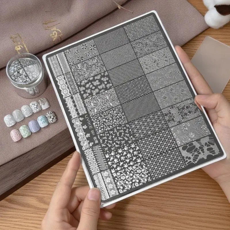 Nail Art Printing Steel Plate 1Pcs Exquisite Lace Floral Mesh for Creative Nail Art Design Salon DIY