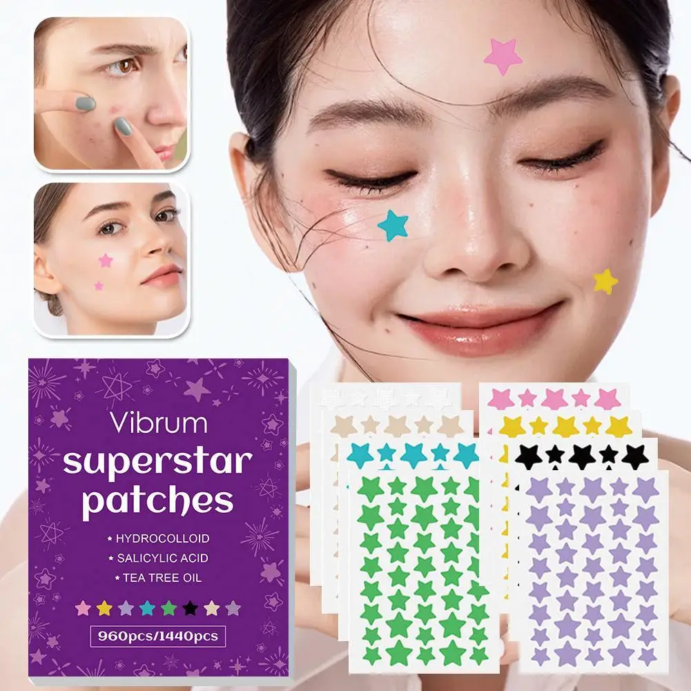 Hydrocolloid Acne Patches Multi-color Star Shaped Invisible Pimple Cover, Spot Treatment, Face Stickers For Daily Use