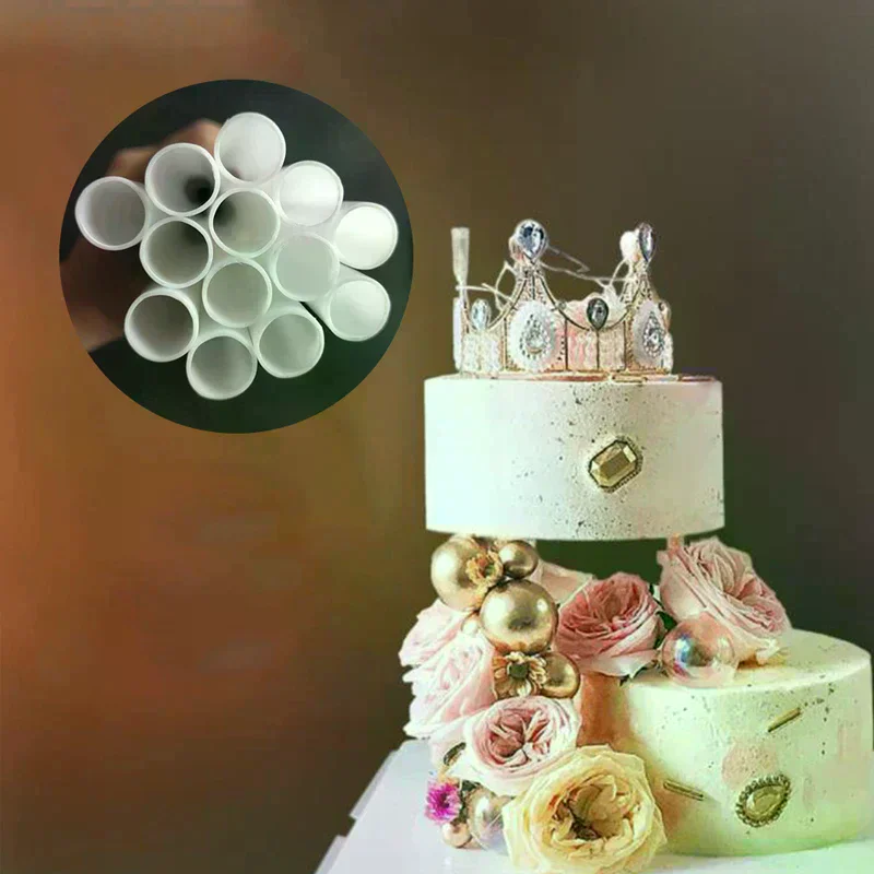Suspended Cake Dowels White Plastic Cake Support Rods Round Dowels Straws Reusable split layer cake support 10 Pcs
