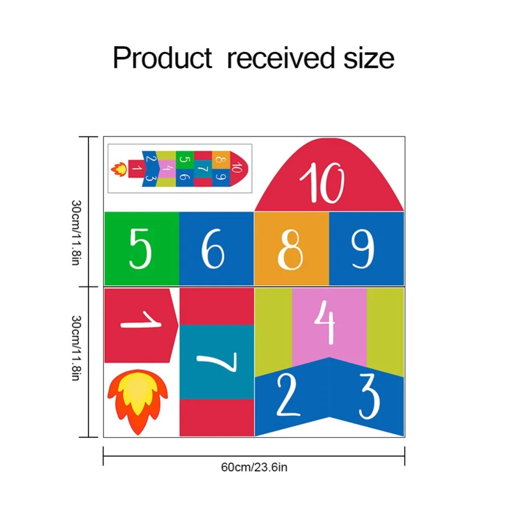 Rocket Themed For hopscotch Number Decals PVC Non Slip Floor Stickers for Room Play Area Wall Decoration 30cm 60cm