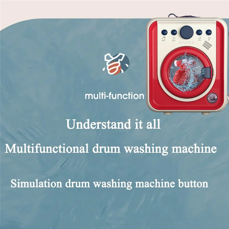 ABWE-어린이 세탁기 미니 시뮬레이션 가구 세탁기 라이트 음악 놀이 선물 라이트 음악 포함 생일 선물
