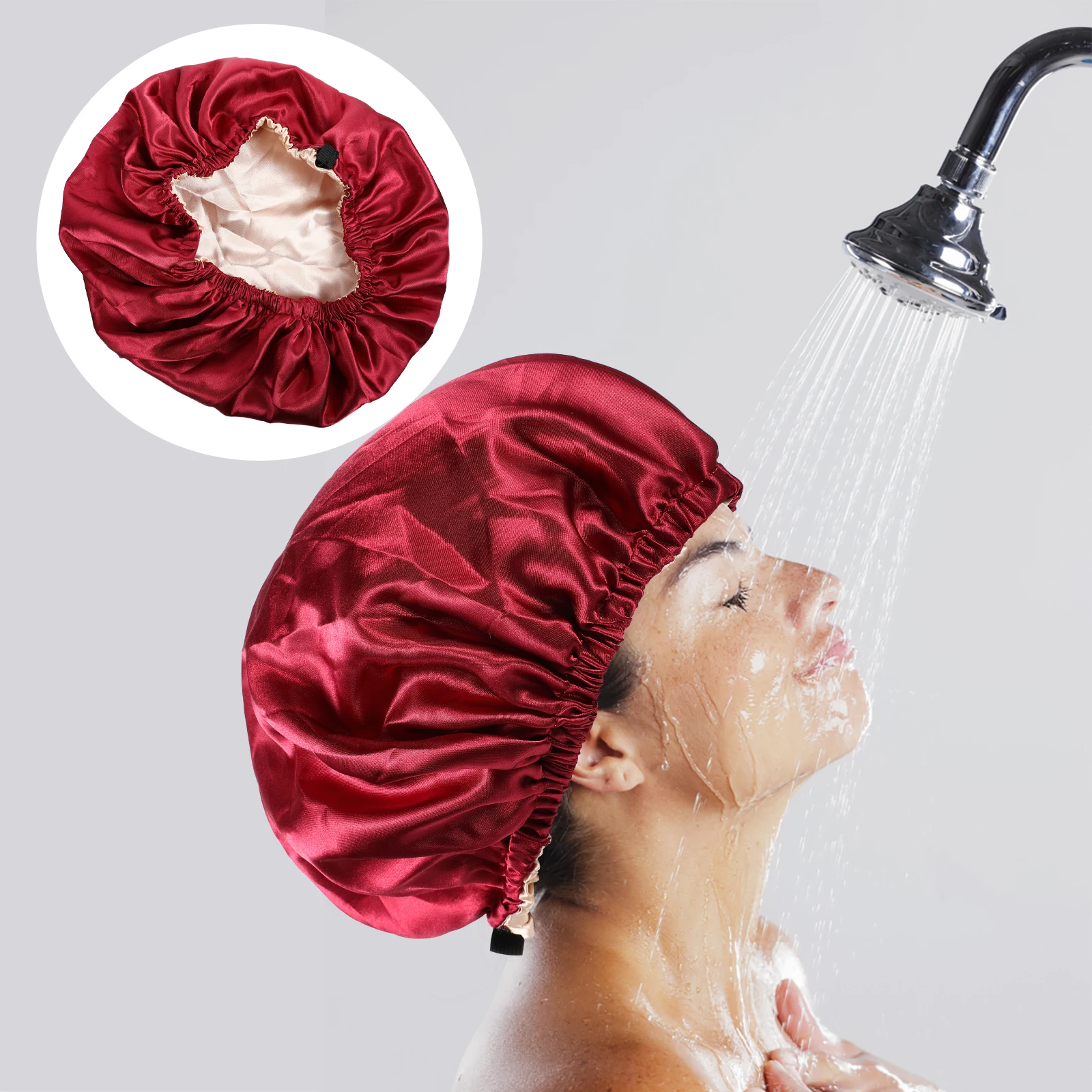

Satin Sleep Lightweight Breathable Hair Protection Adjustable Elastic Adjustable Hair Bonnet Bathing Hats