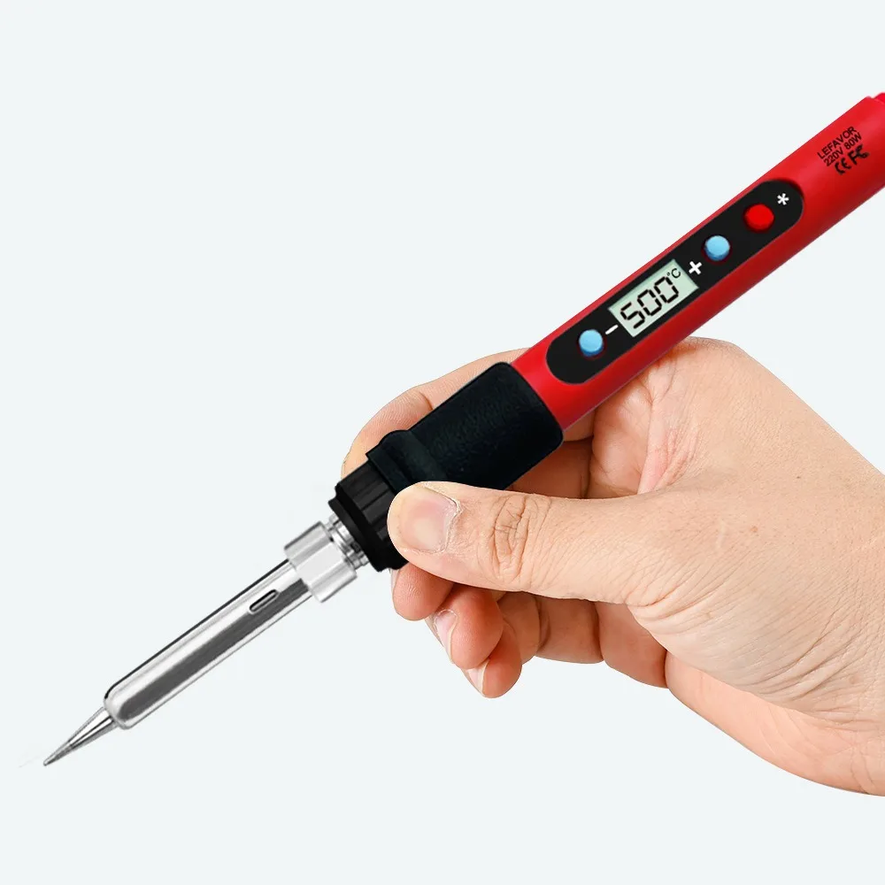 110/220V 80W Digital Soldering Iron with LCD Display Ceramic Heating Core 180-500°C Internal Heating Adjustable Soldering Iron