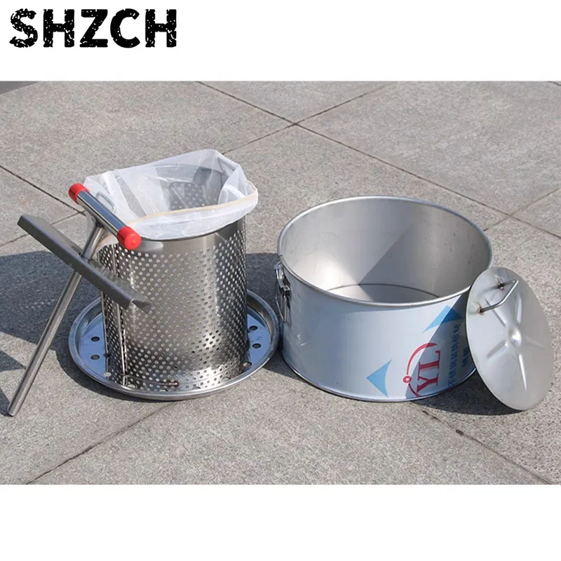 Stainless Steel Manual Honey Press Beeswax Extractor Fruit Grape Juice Squeezer Beekeeping Solid Liquid Separator Tools