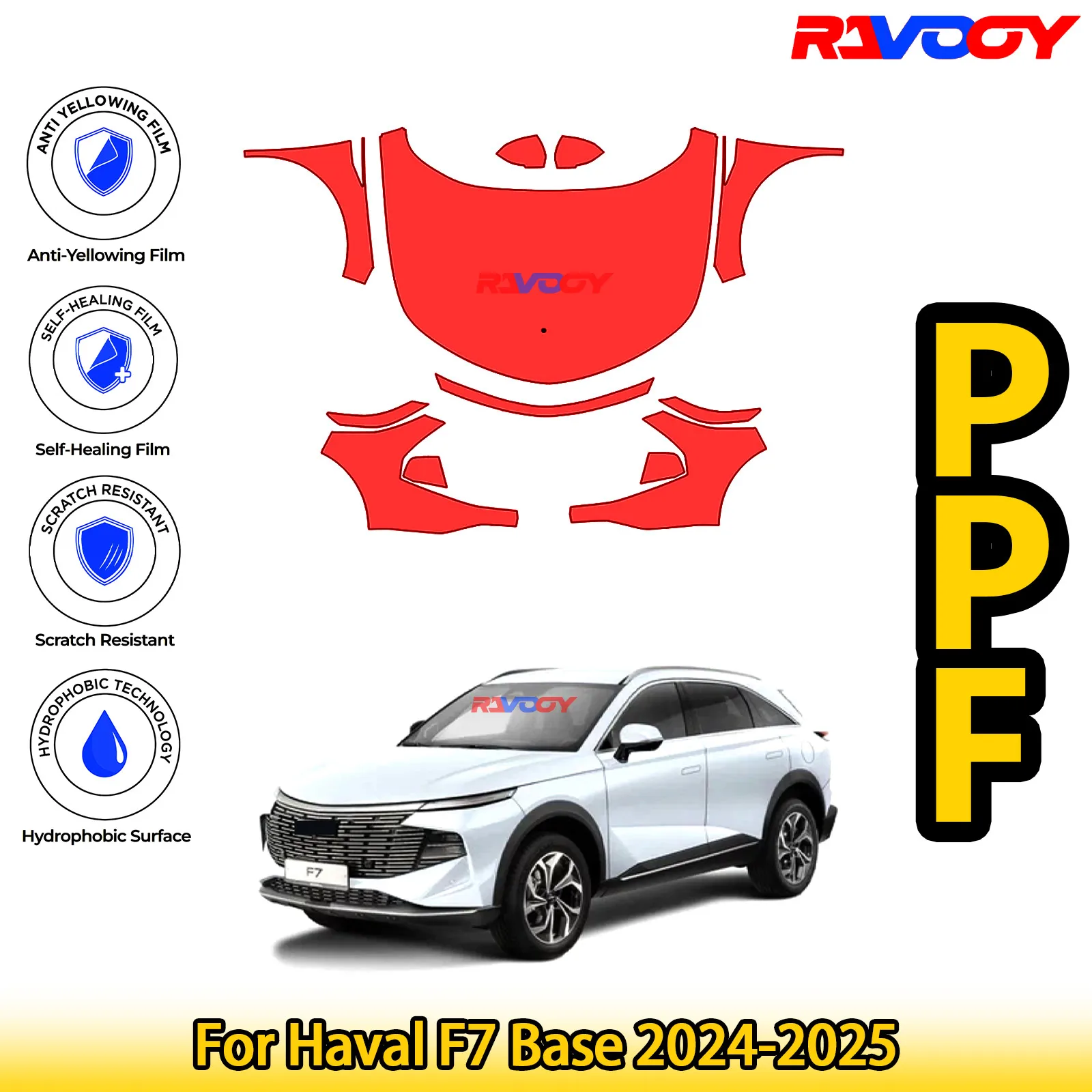 

For Haval F7 Base 2024-2025 Glossy Matte Black Precut front PPF Kit Paint Protection Film