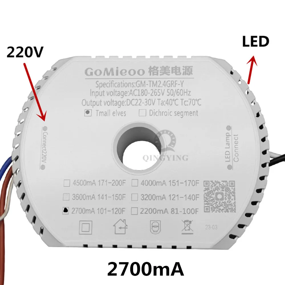 22-30V GM-TM2.4GRF-Y ledes vezető tmall Lurkó gomieoo Eszes áram Ajánlattétel Két wires majd 2 színek Villanyégő Adapter számára Luszterszövet