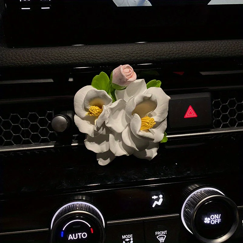 1Pc Car Perfume Diffuser Camellia Flower Air Outlet Decorations Car Air Conditioner Air Vent Personalized Interior Decoration Ac