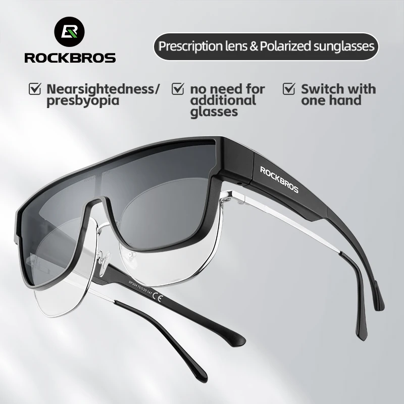 ROCKBROS Cycling Dual Wear Glasses UV400 Sunscreen Polarized Glasses Fishing Hiking Men Women Outdoor Sports Sunglasses Eyewear