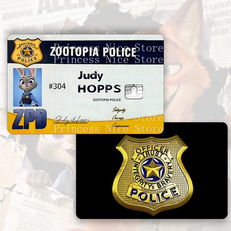 Zootopia 2 ملصقات شهادة ضابط الشرطة جوديث بطاقة الإبداع نيك زوجين مجموعة التصحيح حافلة مترو الانفاق بطاقة البنك معرف ملصق هدية #2