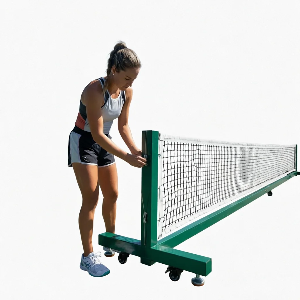 Customized Pickleball Net Heavy Duty with Wheels Pickleball Posts and Nets Supply 22ft Green Suitable for Competition Pickleball