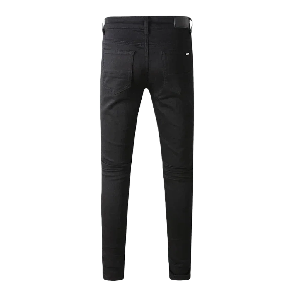 高品質の黒のヴィンテージジーンズ、クラシックなアルミジッパー、テクノロジー洗浄プロセス、秋と冬のハイストリートスタイル