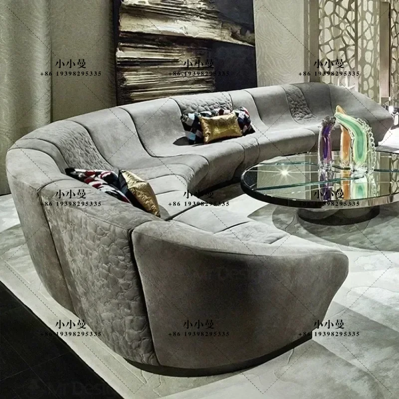 Italian Light Luxury Living Room Straight Matte Sofa Combination Three Seater Home Furniture