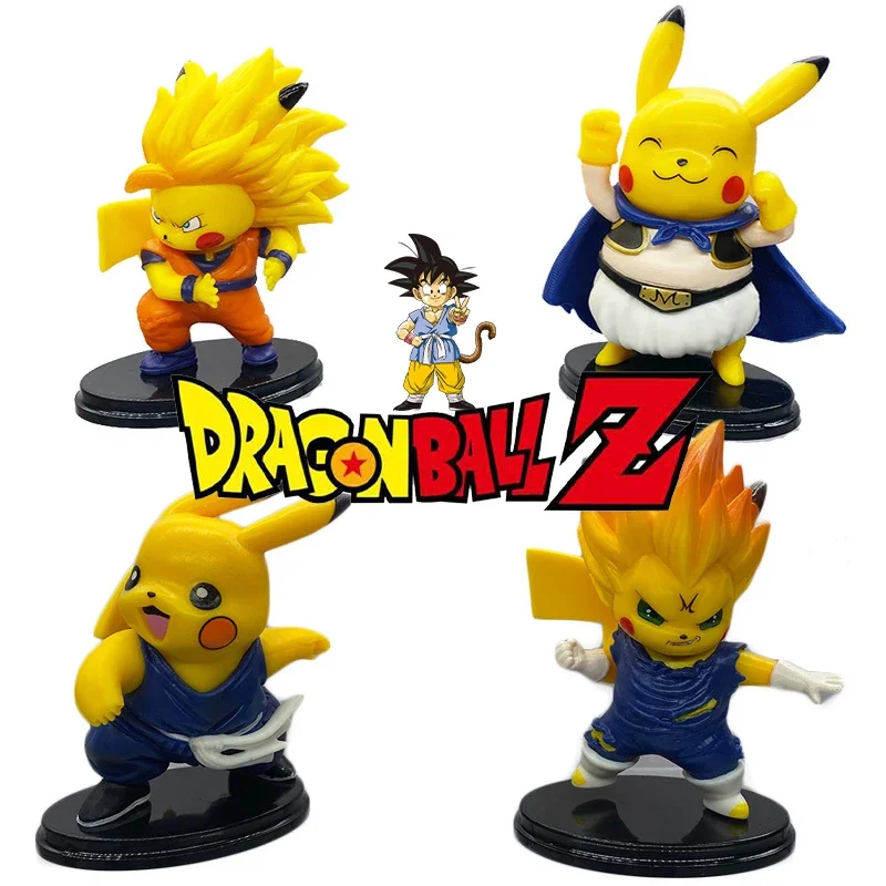 Dragon Ball Goku Q Version Action Figure Super Saiyan Vegeta Cute Doll Pikachu Desktop Ornaments Car Decorations Modeling Gift