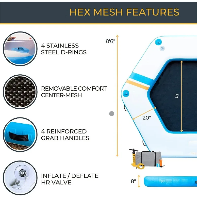 Fun Sports Hexagonal Inflatable Floating Lounge Swimming Pool Floating Water Floating Island Sun Mat