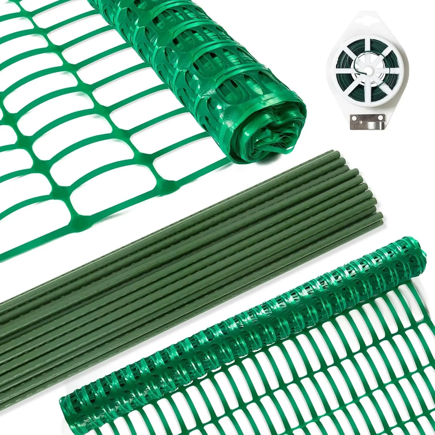 

Plastic Mesh Safety Fence Roll with 25 Steel Stakes, Temporary Pool Garden Construction Barrier Netting