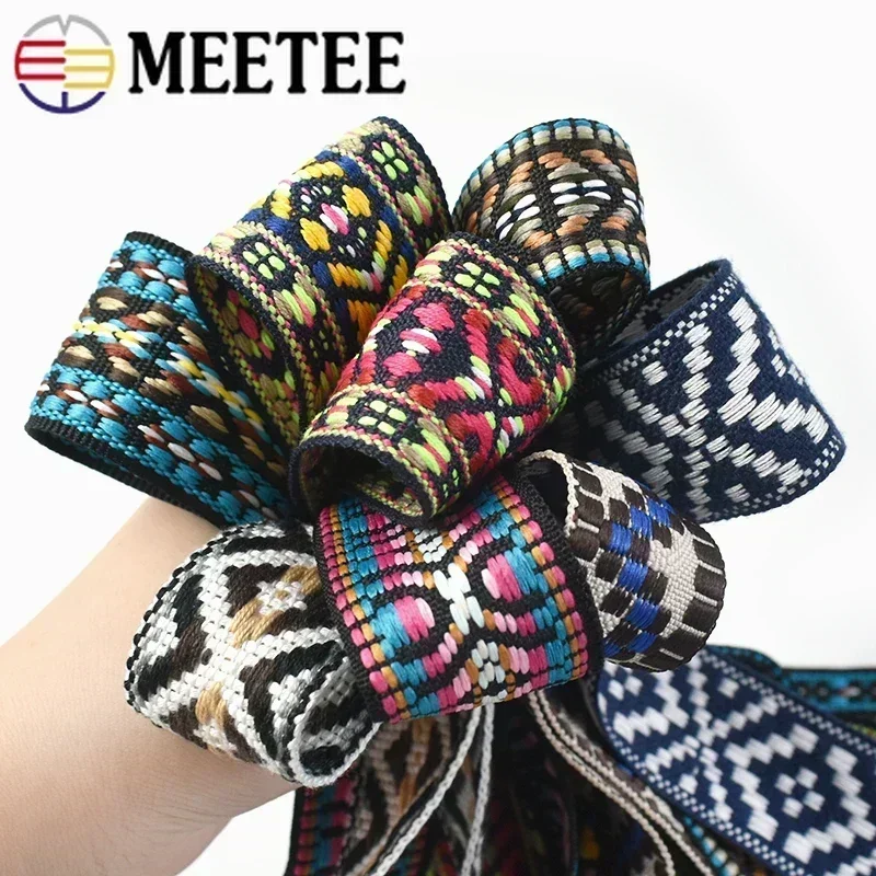 5Yards Meetee 30/38mm Polyester Cotton Jacquard Webbing DIY Sewing Webbings Ribbon Garment Bag Straps Bias Decorative Lace Tape