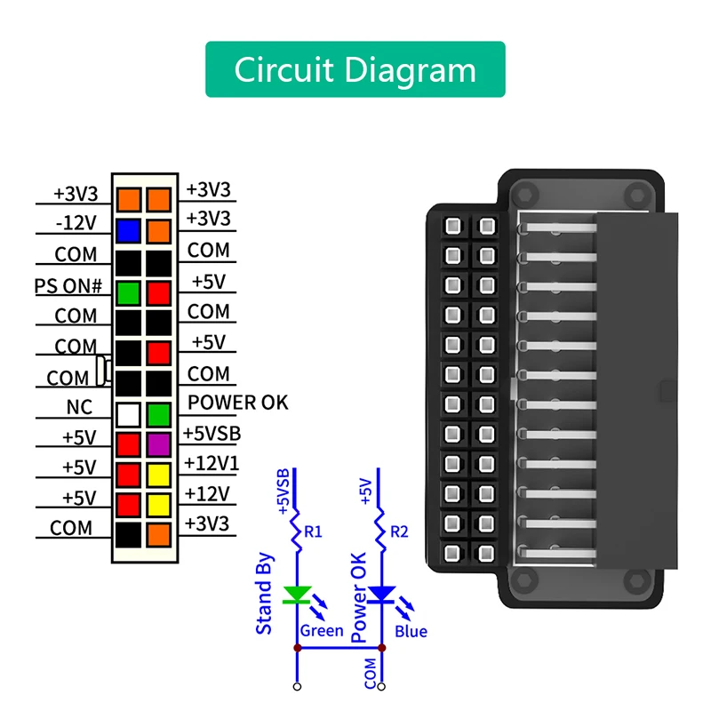 24Pin Netzteil ATX 24 Pin auf 24P 90 Grad Netzstecker Adapter Buchse auf Stecker Motherboard Netzteil Kabel Stecker Modul