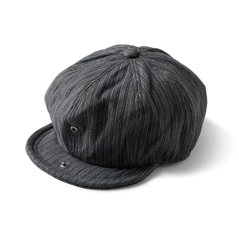 Bronson Vintage Striped Hat Round-Crowned Short-Brim Newsboy Cap Retro Painter's Hat NEWSBOY