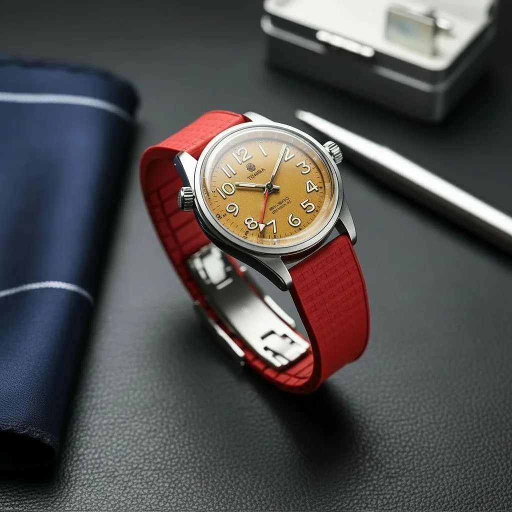 

Ремешок для часов из фторкаучука, ремешок для часов 18/19/20/21/22 мм, мозаика FKM, раскладывающаяся пряжка, универсальный плоский конец, сменный браслет