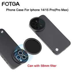 FOTGA Phone Case For Iphone 14 15 16 Pro Max Interface Filter Ring Protective Case with 58mm Filter Backplate TPU+PC phone cage