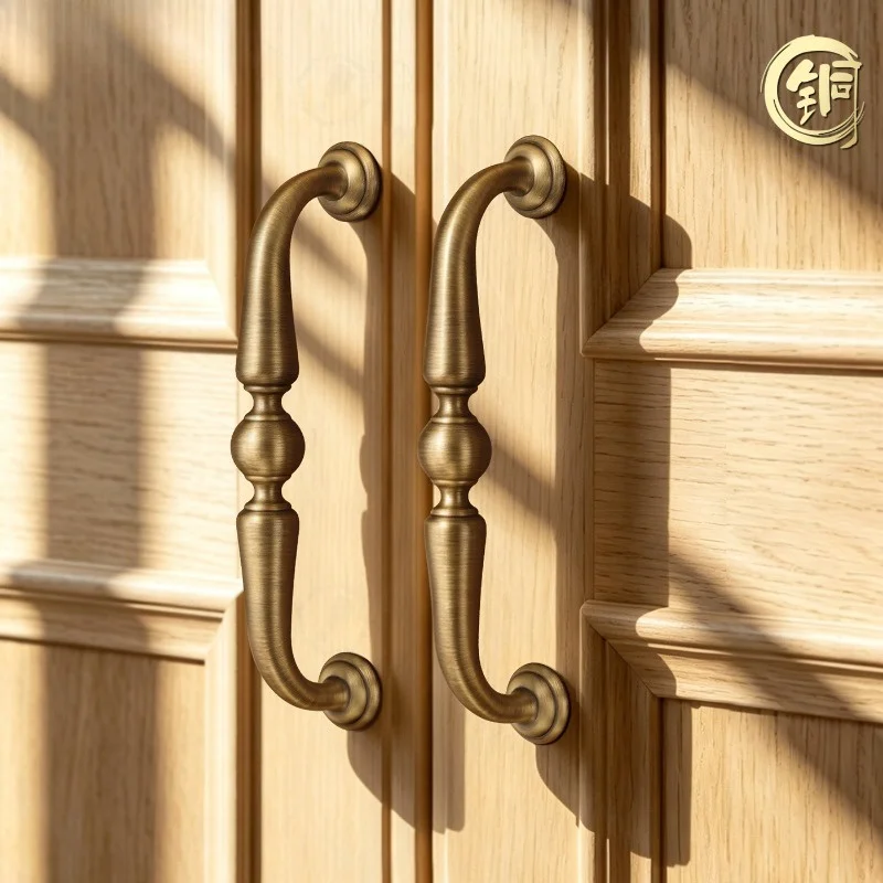 French Luxury Brass Cabinet Pulls Solid Copper Handles for Cupboard TV Wine Cabinet Sideboard Hardware