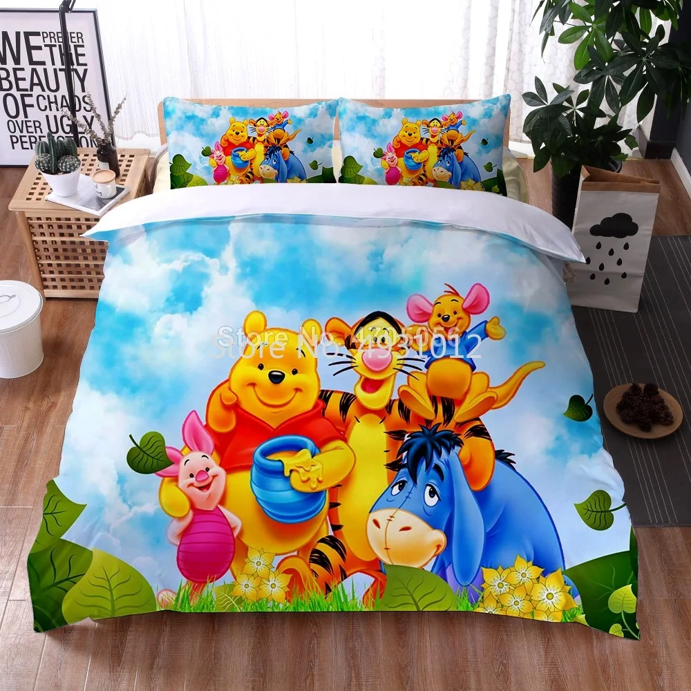 

Disney Eeyore Winnie Tigger Piglet Bedding Set Duvet Cover for Kids Bedroom Boys Bedding Set Single Queen King Size Bedspread