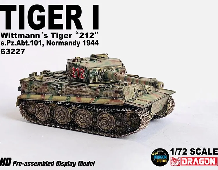 Dragon Armor Tank Model 1/72 Tiger I Wittmann\'s Tiger 212 s.Pz.Abt.101, Normandy 1944 Military Soldier Collection IN Stock