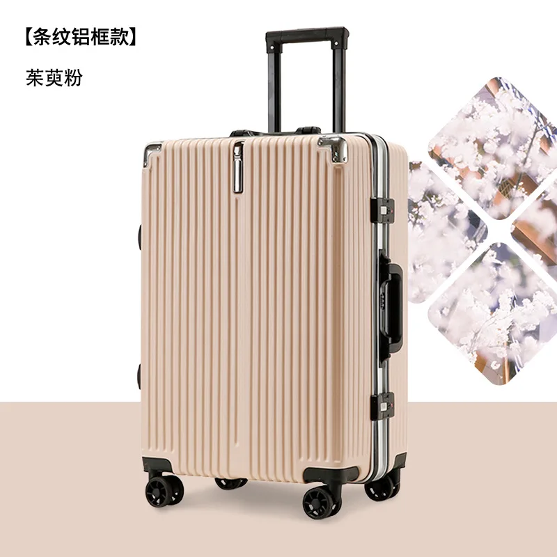 Valise à roulettes robuste 24 pouces, valise à cadre en aluminium, valise à plusieurs capacités, boîte à verrou pour garçons et filles