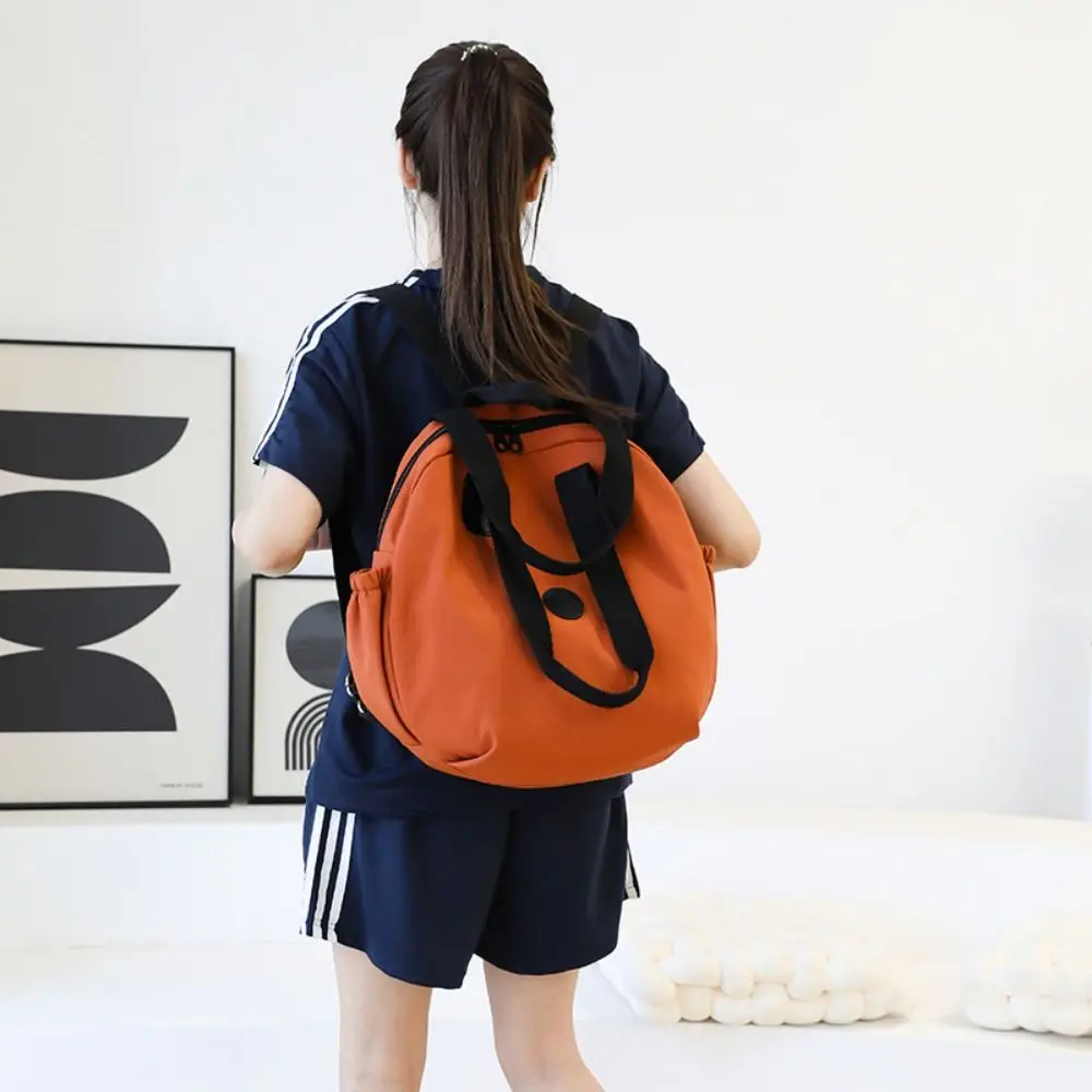 

Casual Korean Style Swimming Nylon Backpack Solid Color Large Capacity Round Shape Shoulder Bag Nylon Tote Bag Fitness Bag Girls