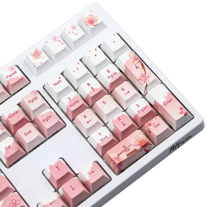 DN59 110 128 Keys Cherry Profile PBT Keycaps Full Set Mechanical Keyboard Keycaps PBT Dye-Sublimation Cherry Blossom Keycaps