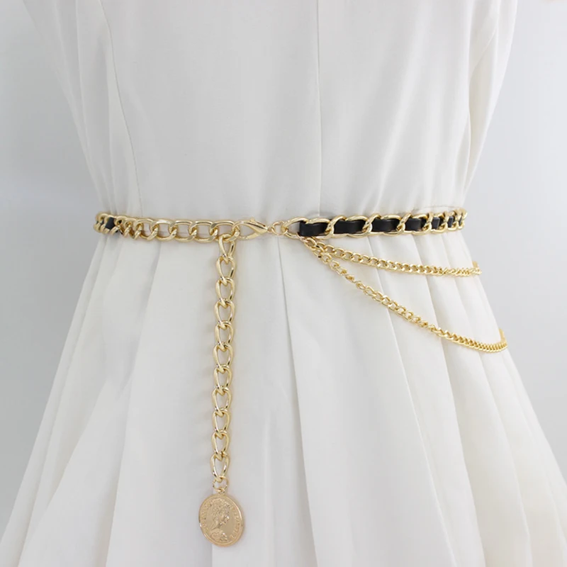 

Metal Waist Chain Women Belt Versatile Chain Thin Belt Waist Retraction Accessories Fashion Simplicity