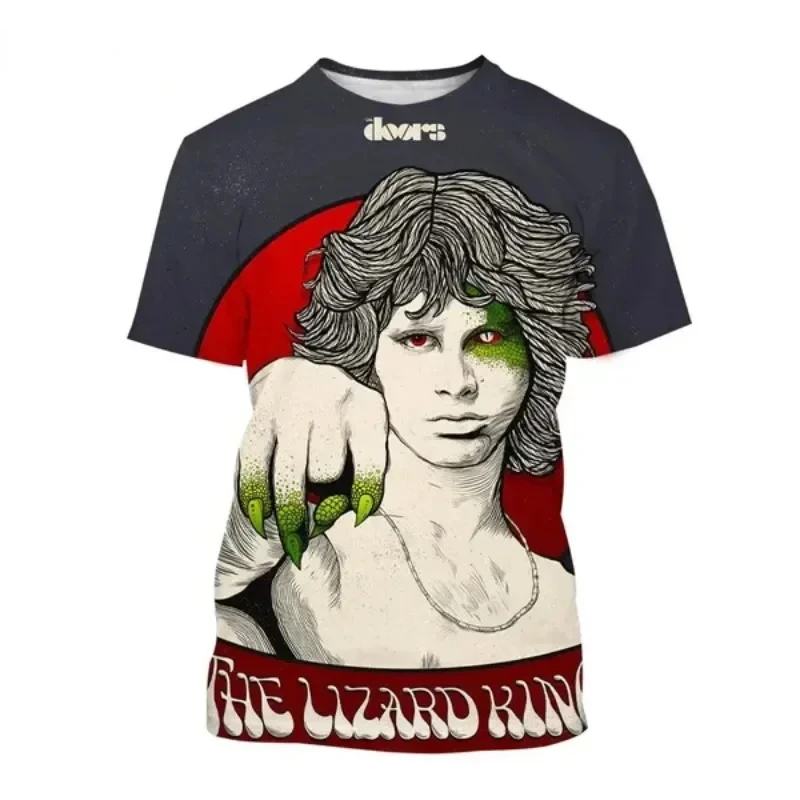 The Doors JIM MORRISON Oversized T-shirt Men's Casual Hip Hop Printed T Shirt Summer Fashion Band Short Sleeve Tops