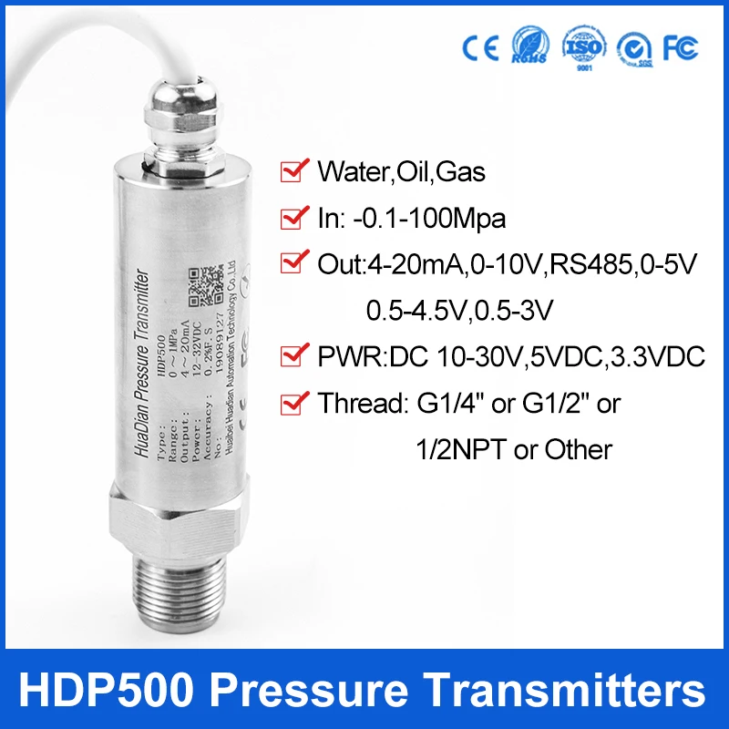 0.5-4.5V Low Cost Pressure Transmitter Water Pressure Sensor Gas Measuring