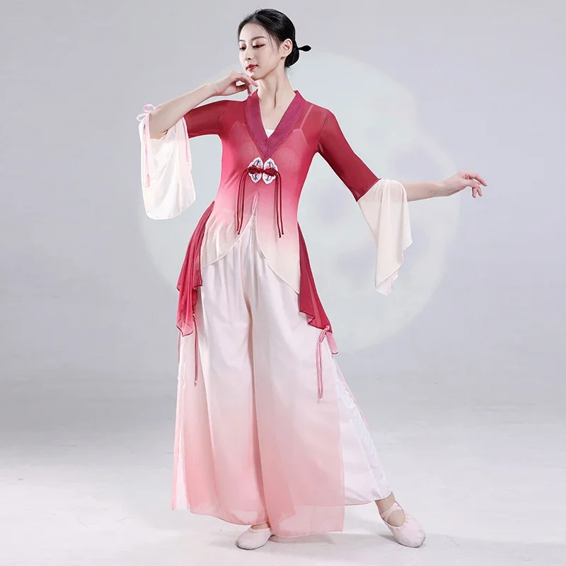 Chinese Style Folk Dance Classical Dance Wear Elegant Cardigan Practice Clothes Yangko Hanfu National Waist Drum Suit Fan Dance