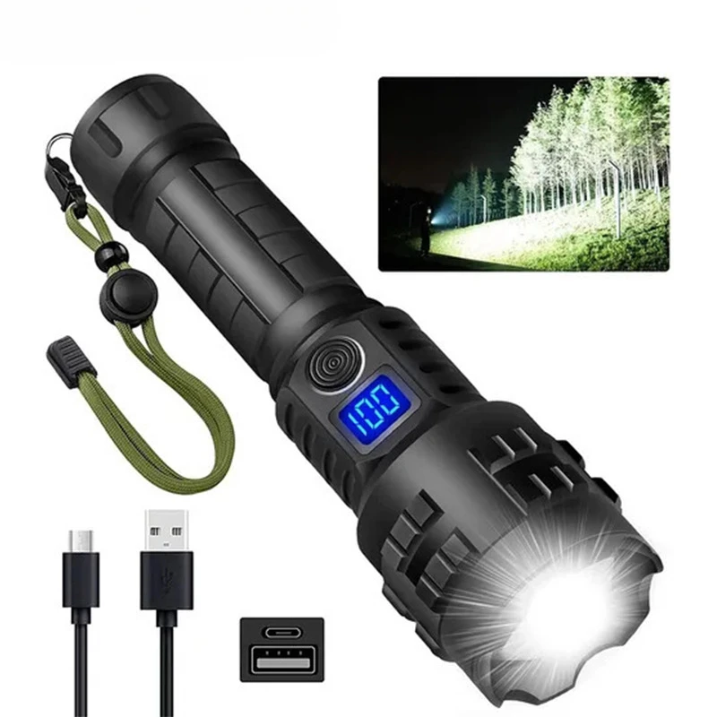 Outdoor Hiking And Camping Trip Type-C Rechargeable Smart Monitor With Output Safety Hammer LED Flashlight Waterproof
